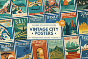 30 Travel City Prints, a Background Graphic by NassyArt (Thumbnail 1 of 14)