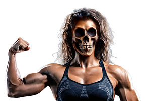 Bodybuilder man posing set against a dark abstract background, a Person Illustration by DanFLCreativo