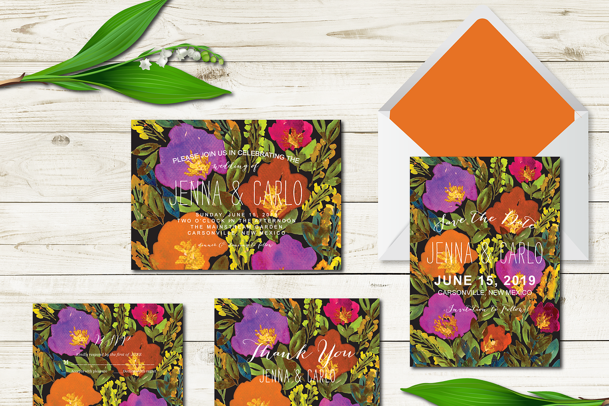 Wedding Invitation Suite Flowers, an Invitation Template by aticnomar (Photo 1 of 5)