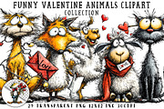 Funny Valentine Animals Clipart, an Illustration by OK Design (Thumbnail 1 of 6)