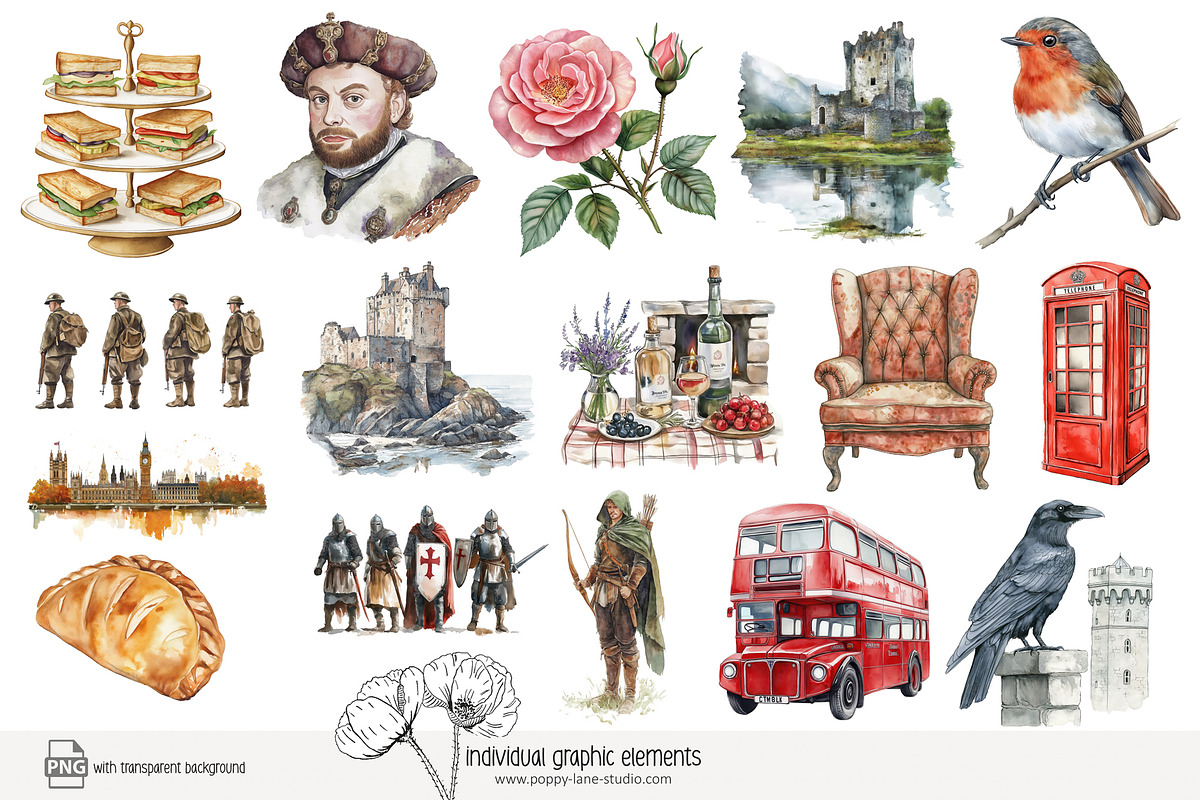 90 Great Britain clip art, a Decorative Illustration by Poppy Lane Studio (Photo 5 of 11)