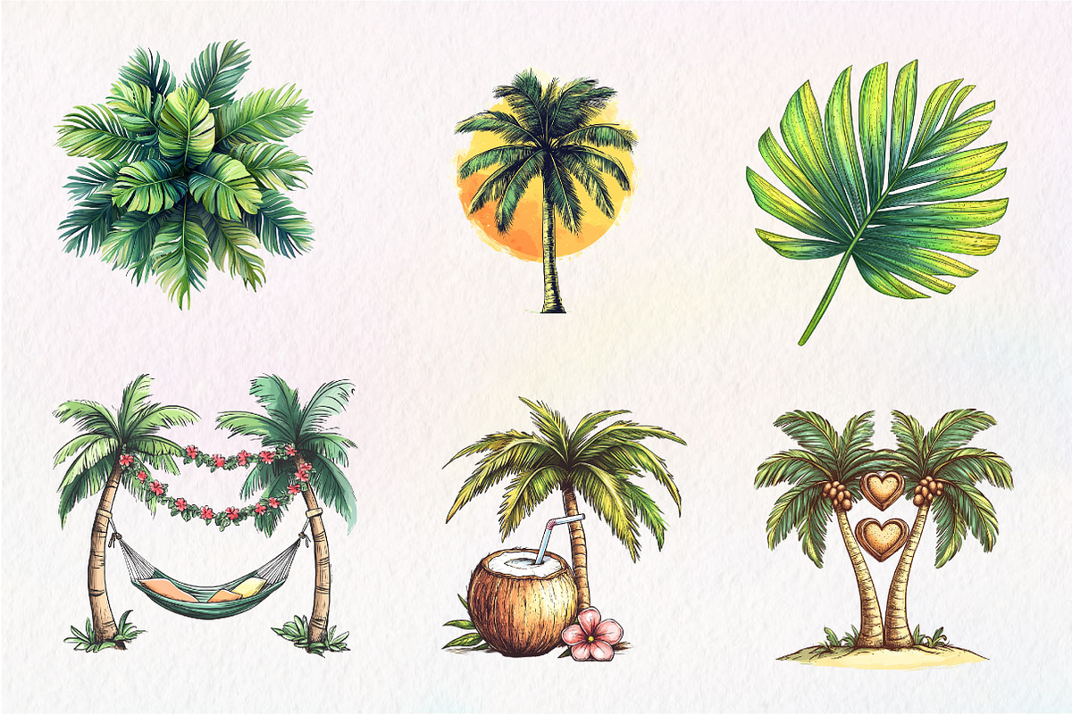 Summer Palm Tree Clipart, an Illustration by CreationArt (Photo 2 of 5)