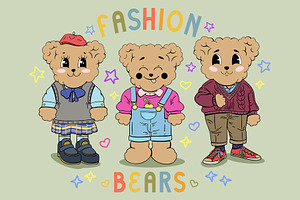 Fashion Bears - Illustrations Set, an Animal Illustration by Alina Sh