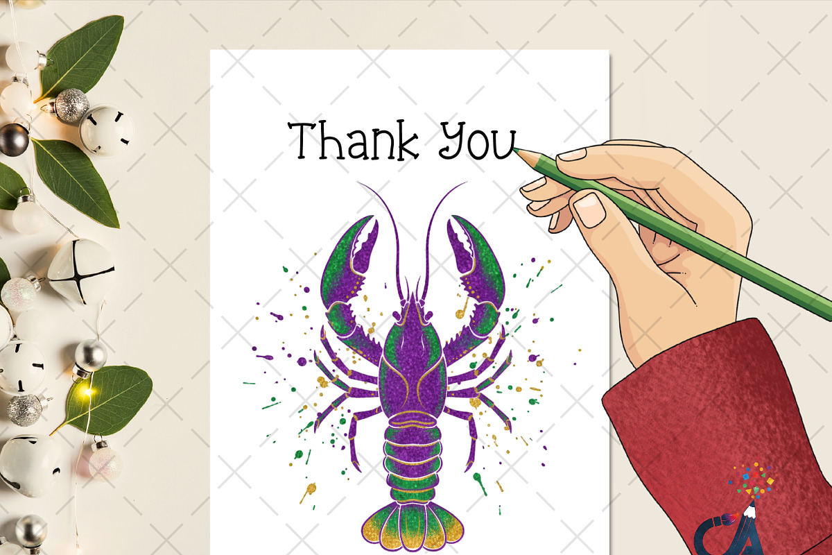 Glitter Mardi Gras Crawfish Png, an Illustration by Creative Art (Photo 3 of 6)