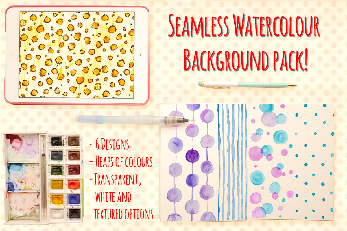 Seamless Watercolor Pattern Bundle, a Pattern Graphic by Violet LeBeaux (Photo 1 of 5)