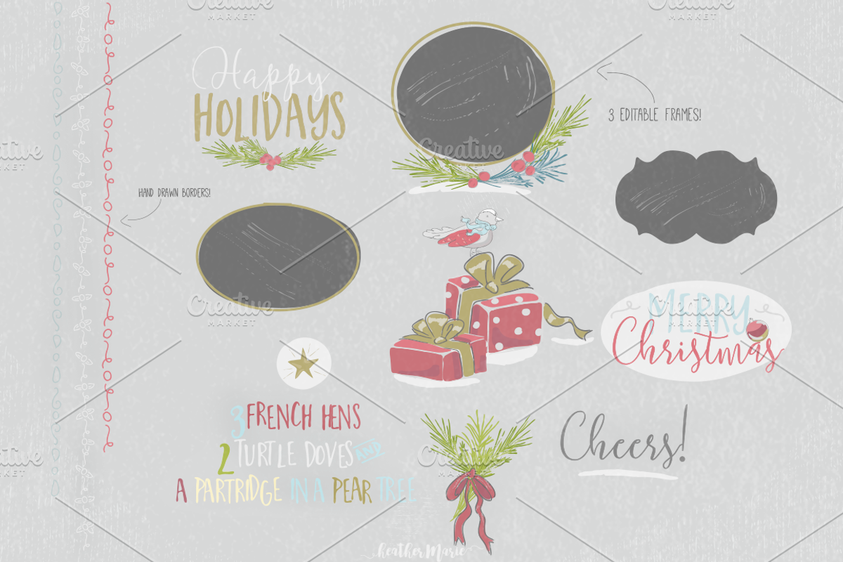 MERRY CHRISTMAS Vector Pack (+png's), a Seasonal Illustration by Heather Marie  (Photo 4 of 8)