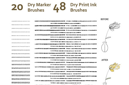AI Dry Chalk + Ink + Marker Brushes