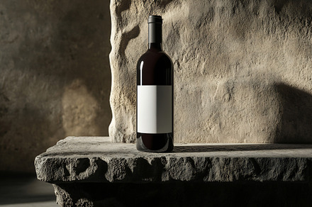 Bottle of wine on stone surface, a Photo by Beautiful things
