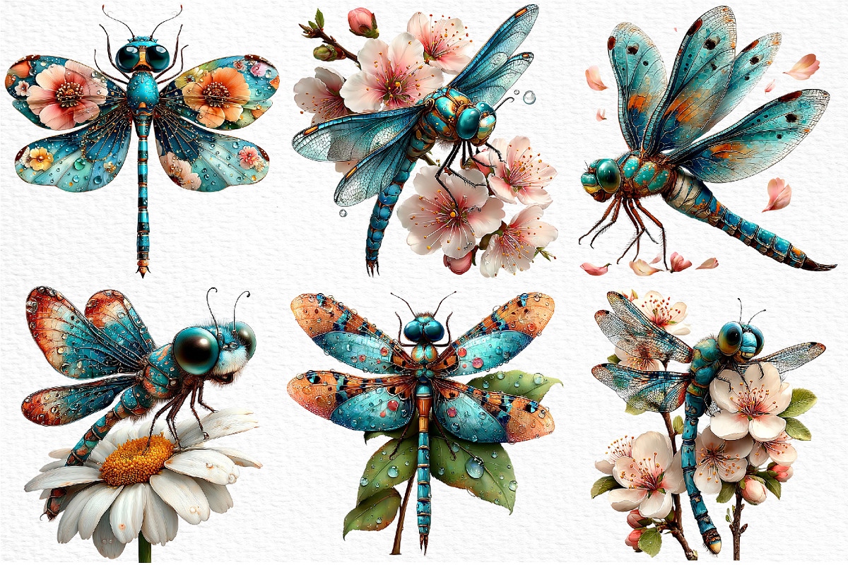 Whimsical Spring Dragonfly Clipart, an Illustration by Craft Nest (Photo 6 of 10)