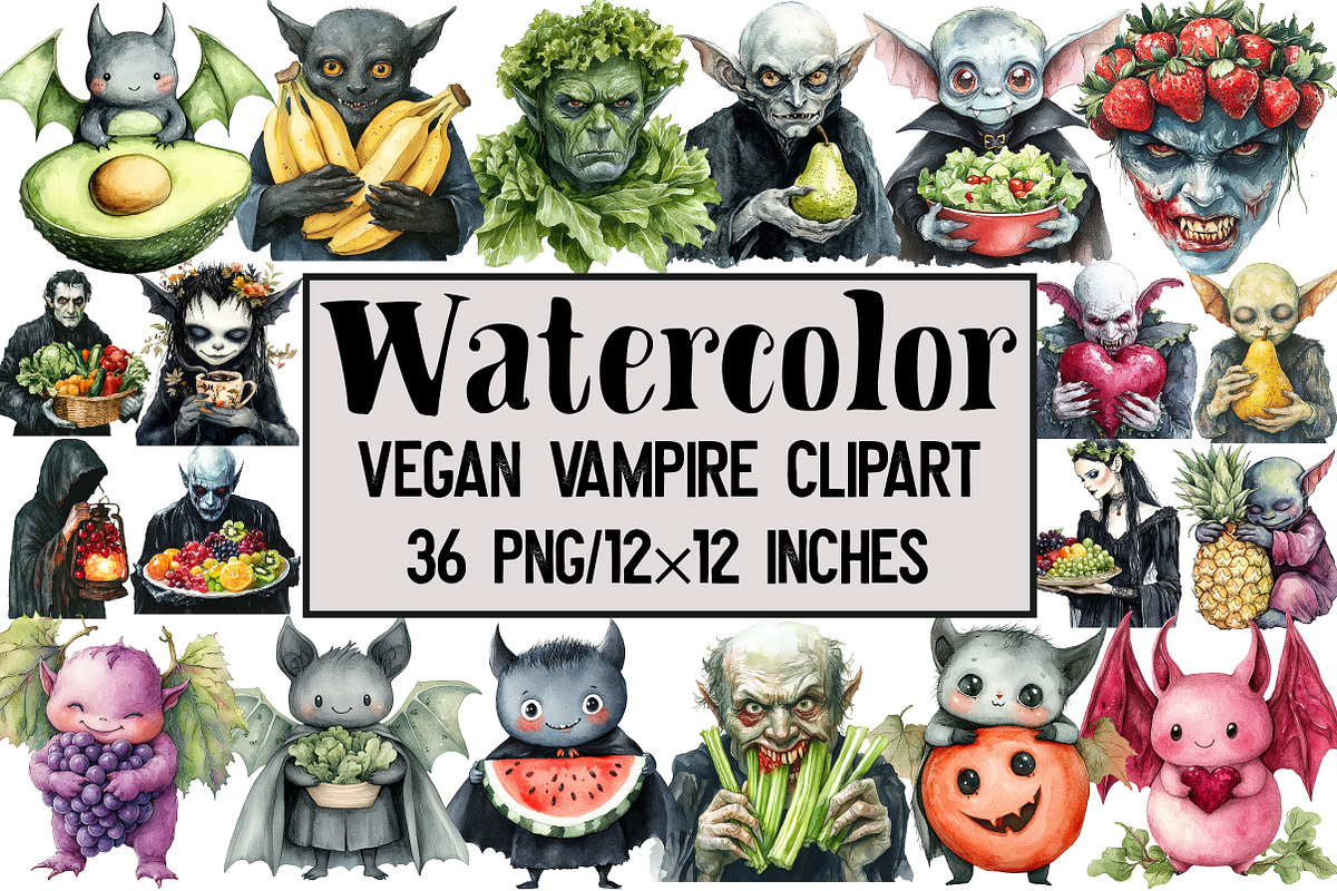 Vegan Vampire Clipart, an Illustration by Design Market (Photo 1 of 3)