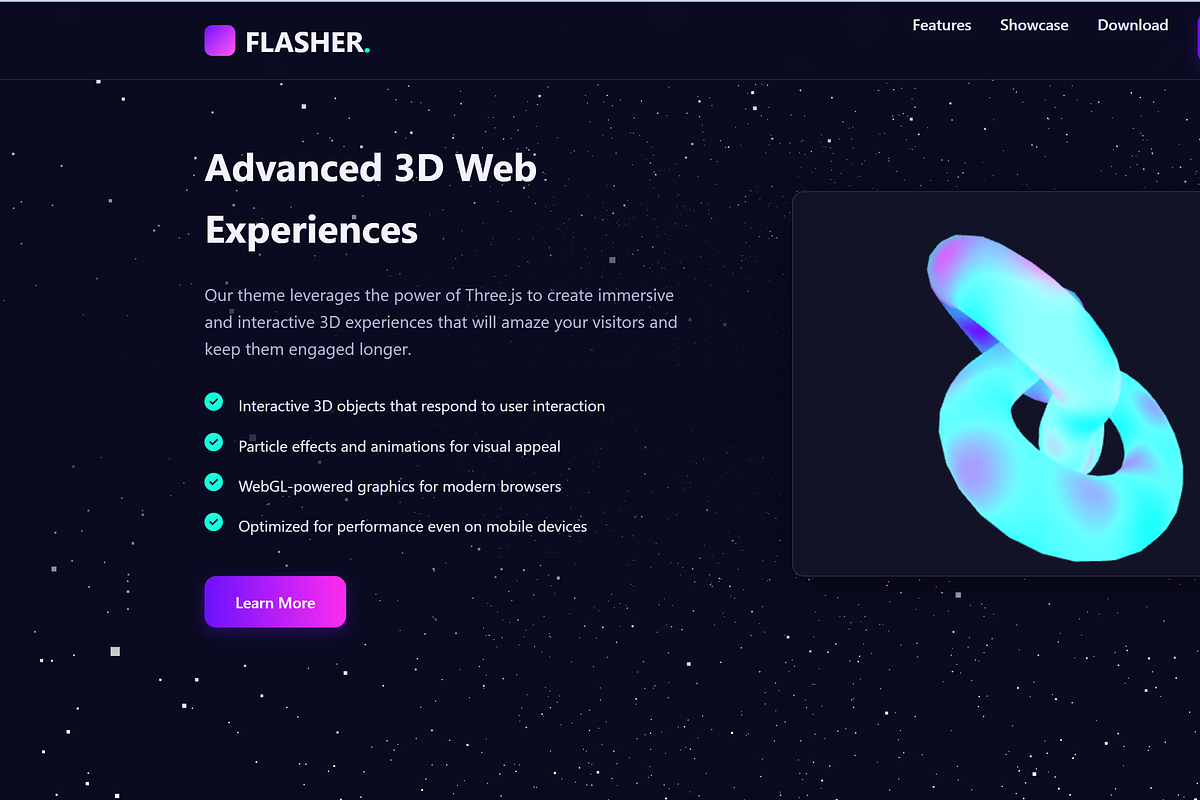 Flasher 3D – Animated Landing Page, a Landing Page Template by Modern Templates Studios (Photo 3 of 4)