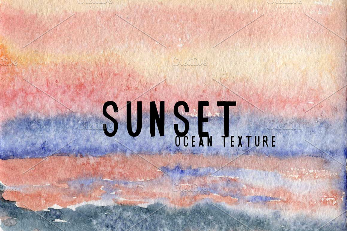 Sunset and ocean watercolor, a Texture Graphic by Inna Vinchenko Designs (Photo 1 of 2)