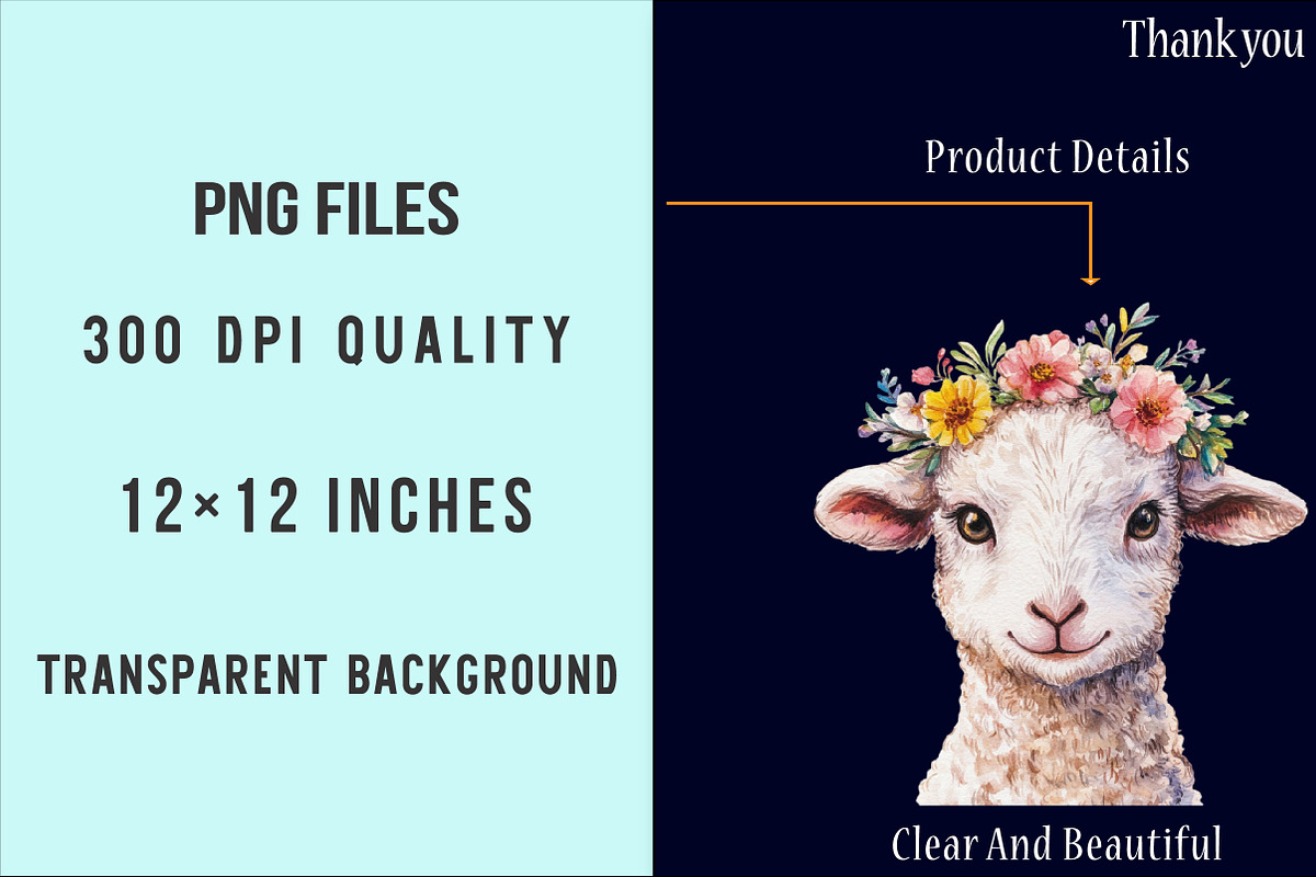 Watercolor Lambs Clipart PNG, an Illustration by SinaCreation (Photo 4 of 5)