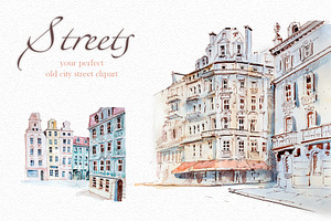 Watercolor Streets Clipart Set