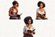 African American Reading Girl, a Person Illustration by Mash Mash Stickers (Thumbnail 5 of 9)