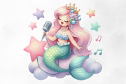 Kawaii Mermaid Clipart Bundle, an Illustration by Designking (Thumbnail 4 of 4)