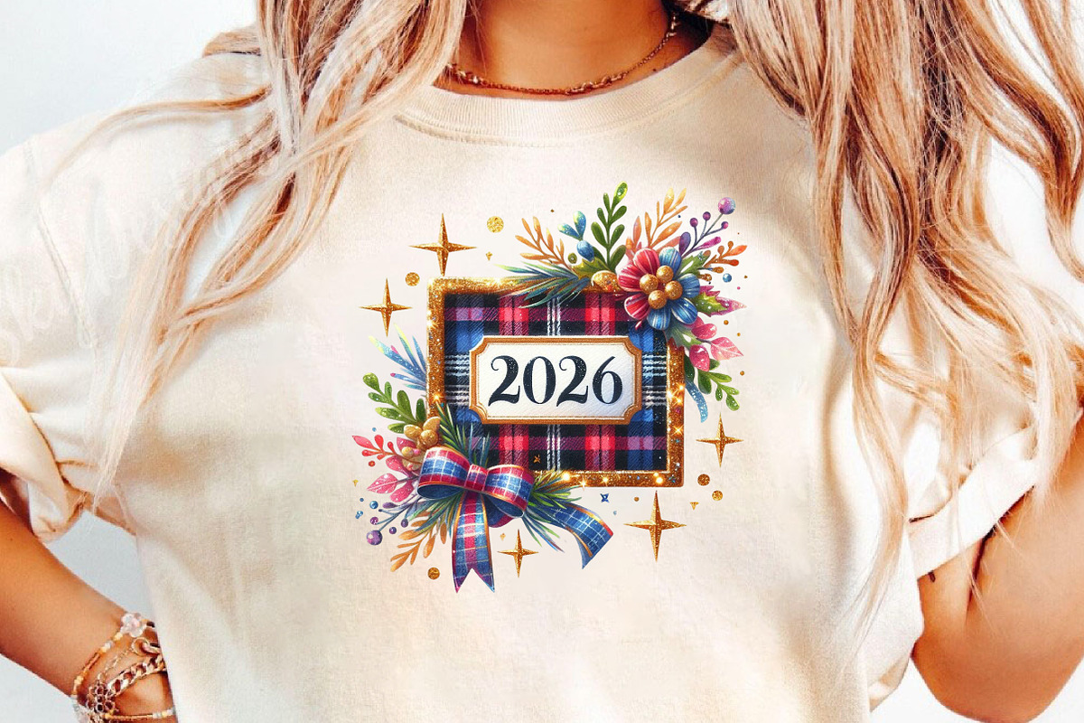 Glittery Plaid New Year Clipart, an Illustration by DreamCafeArt (Photo 4 of 6)