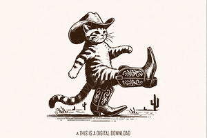 Funny Western Cowboy Cat Design