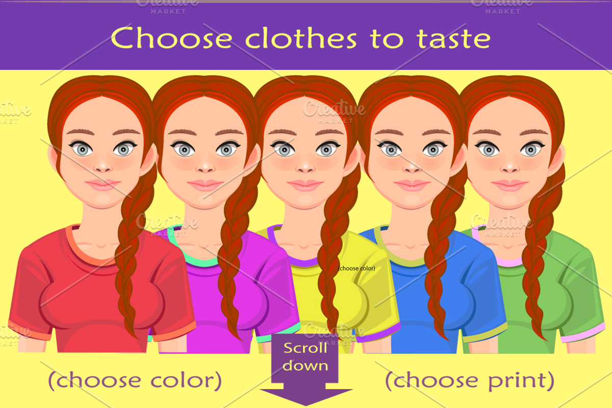 Girl avatar creator (PS), a Person Illustration by Mandarinkas art (Photo 8 of 9)