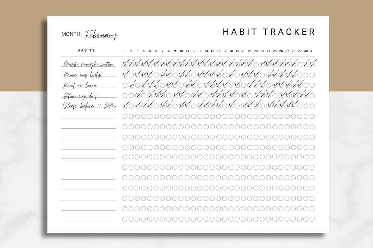Monthly Habit Tracker Printable, a Stationery Template by AntDesignStudio (Photo 2 of 8)