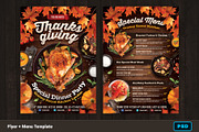 Thanksgiving Dinner Flyer + Menu, a Flyer Template by Bornx Design