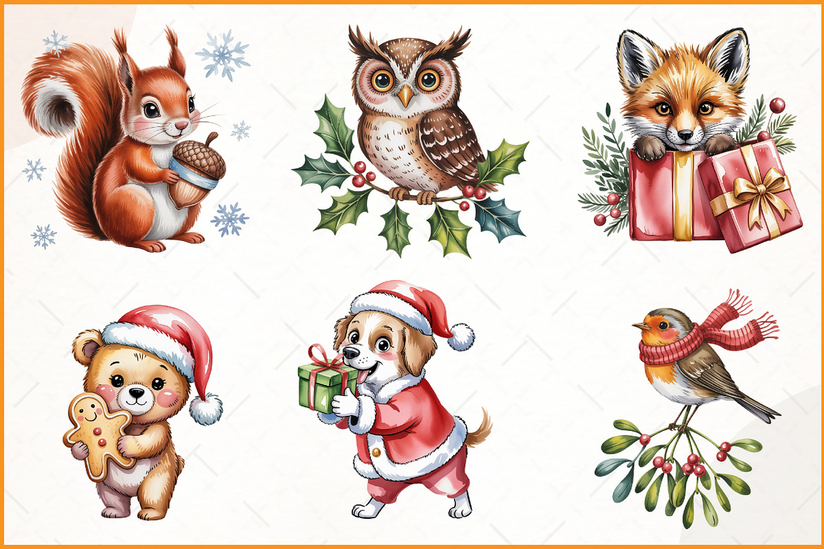 Christmas Animals PNG Bundle, an Illustration by Watercolor design (Photo 4 of 4)
