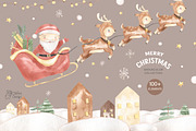 MERRY CHRISTMAS watercolor, an Animal Illustration by OlliArtDesign (Thumbnail 1 of 10)