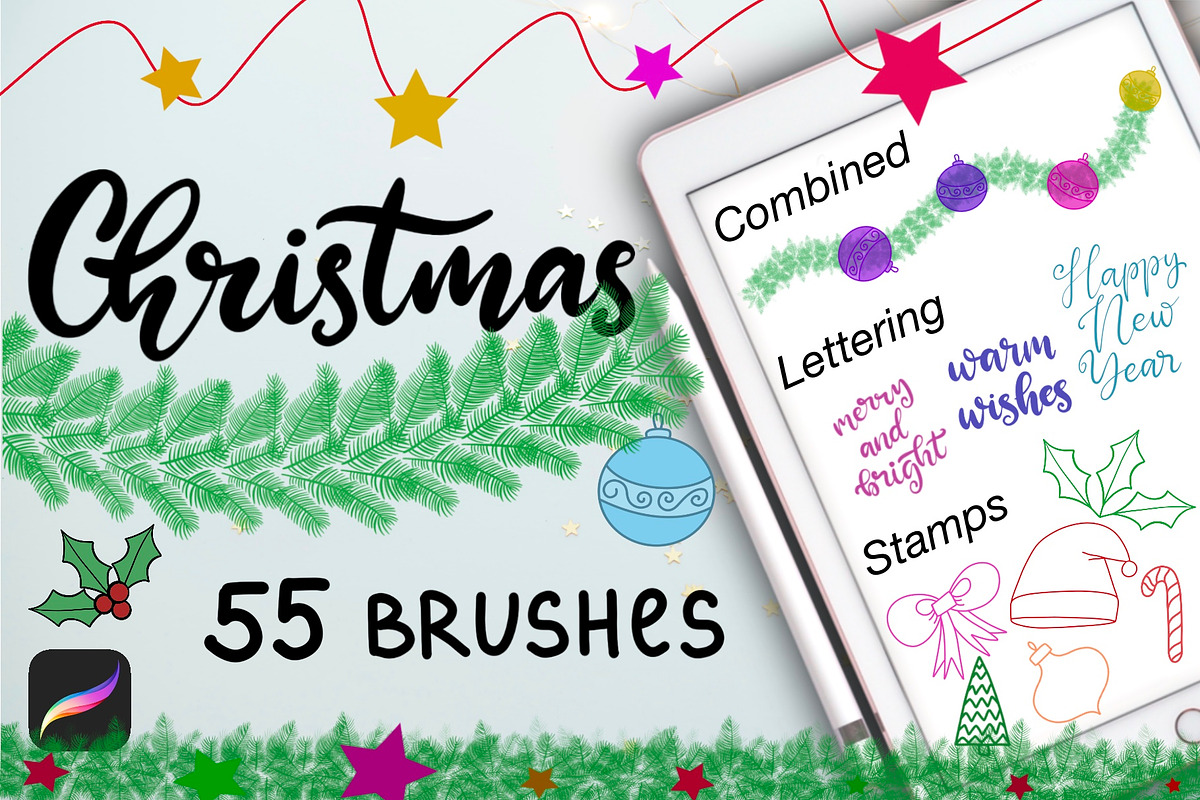 Christmas Procreate Brushes, a Brush Add-On by Almazova Dolzhenko (Photo 1 of 6)
