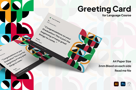 Language Course Greeting Card, a Card Template by Esensifiksi.studio
