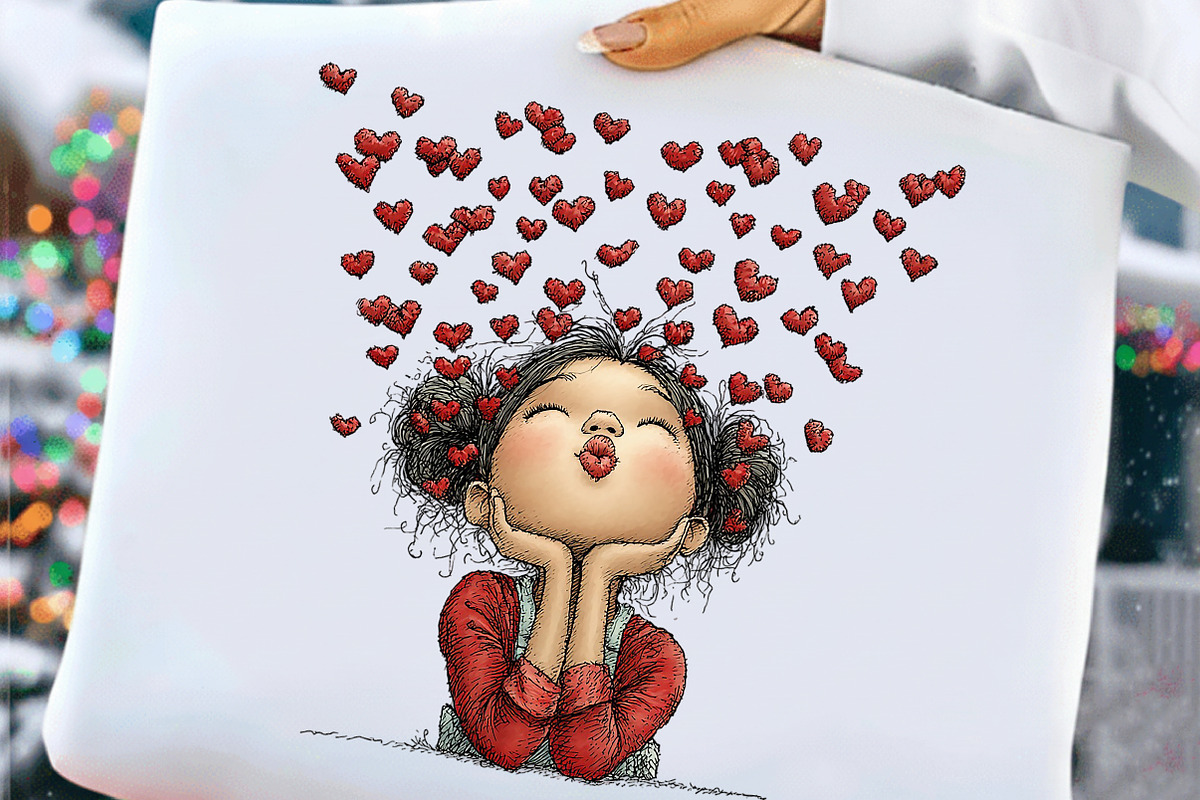 Quirky Valentine Girl Clipart, an Illustration by Craft Nest (Photo 6 of 10)