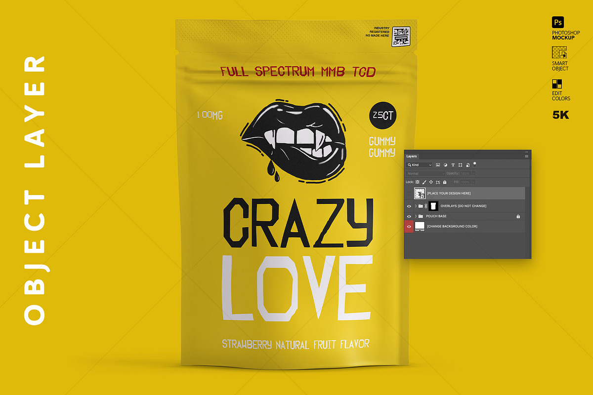 Gummy Pouch Mockup Matte Stand-Up, a Packaging Mockup by LESZ Design (Photo 3 of 5)