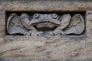 Hamburg, Germany, Detail of a stone carving depicting a creatur