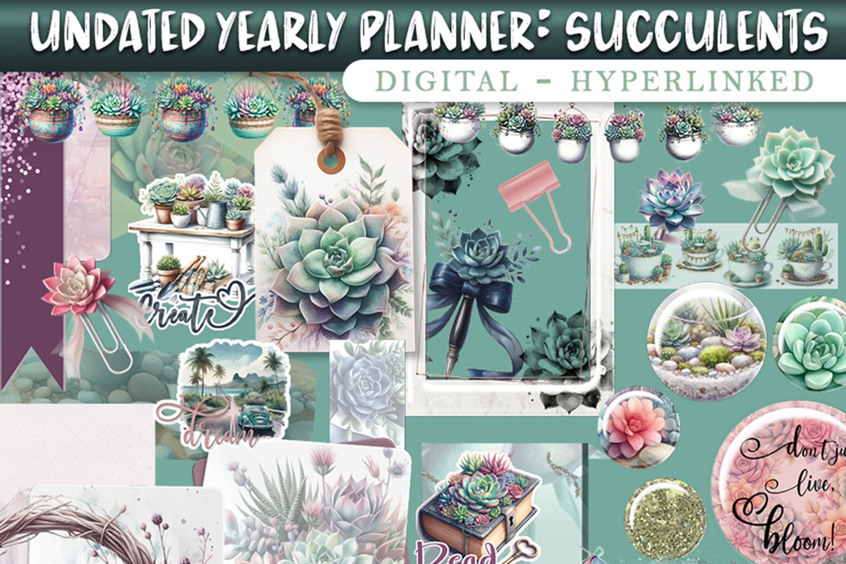 Undated Digital Planner- Succulents, a Stationery Template by Brenda Avila Designs (Photo 4 of 4)