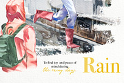 Watercolor Rain Clipart Set, a Seasonal Illustration by ArtCreationsDesign (Thumbnail 6 of 12)