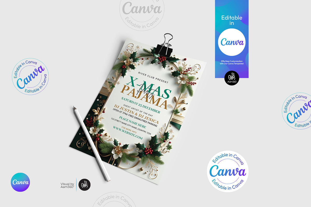 Christmas Pajama Celebration, a Flyer Template by Aam360 (Photo 3 of 3)