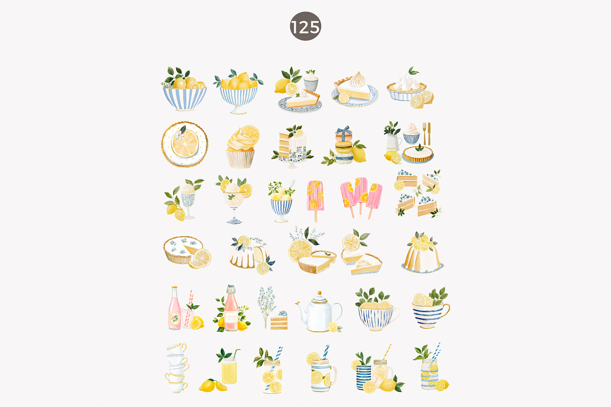 lemon clipart summer fashion clipart, a Decorative Illustration by Patishop Art (Photo 9 of 10)
