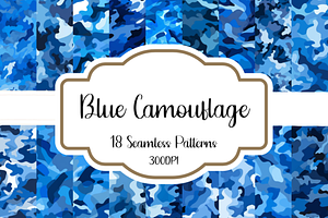 Blue Camouflage Seamless Patterns