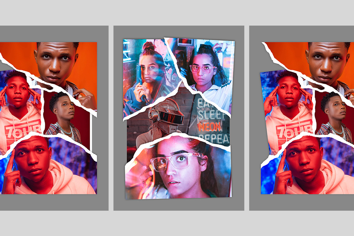 Photo Collage with Torn Effect, a Books & Magazine Mockup by Weape Studio (Photo 2 of 5)
