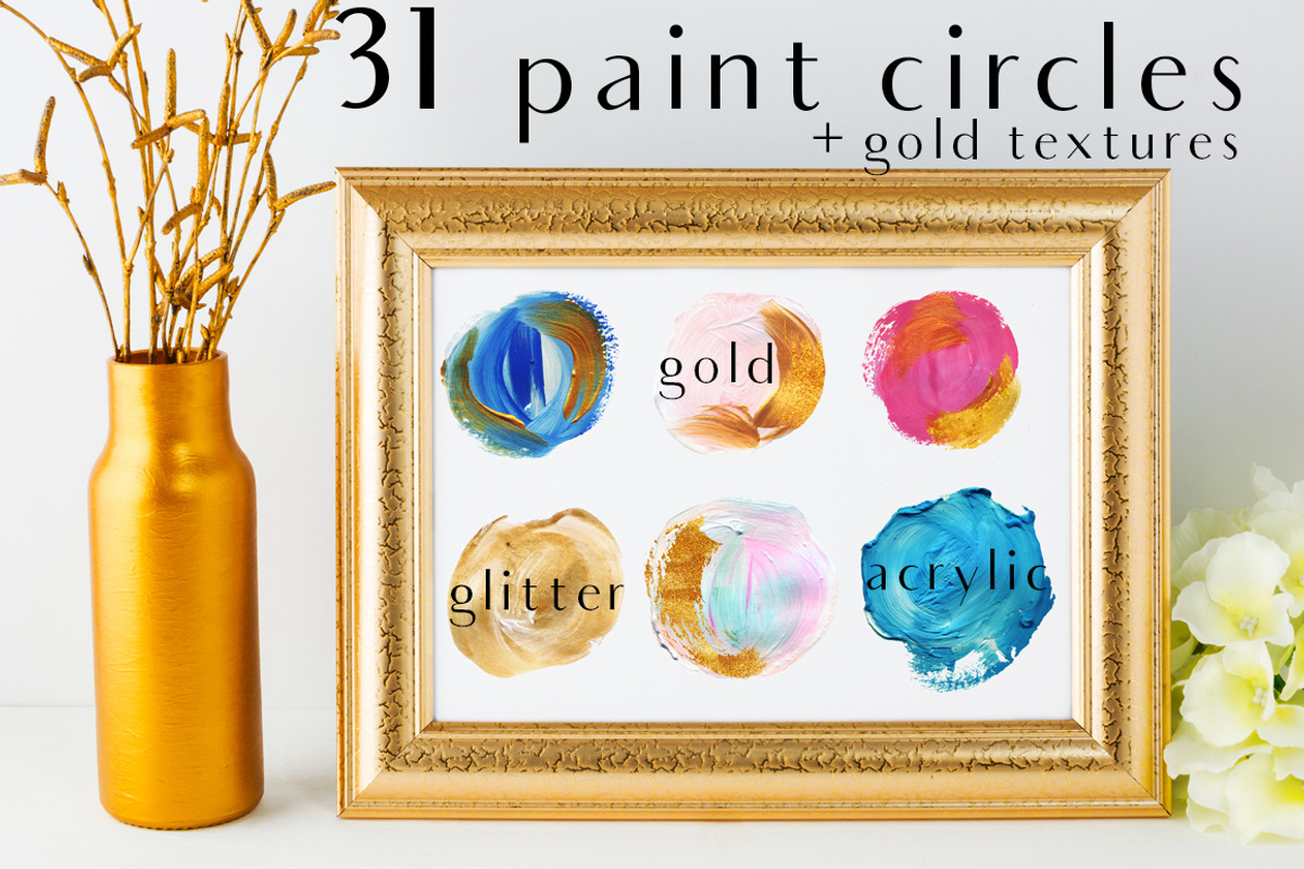 acrylic circles+gold glitter PNG, a Texture Graphic by holaholga (Photo 1 of 4)