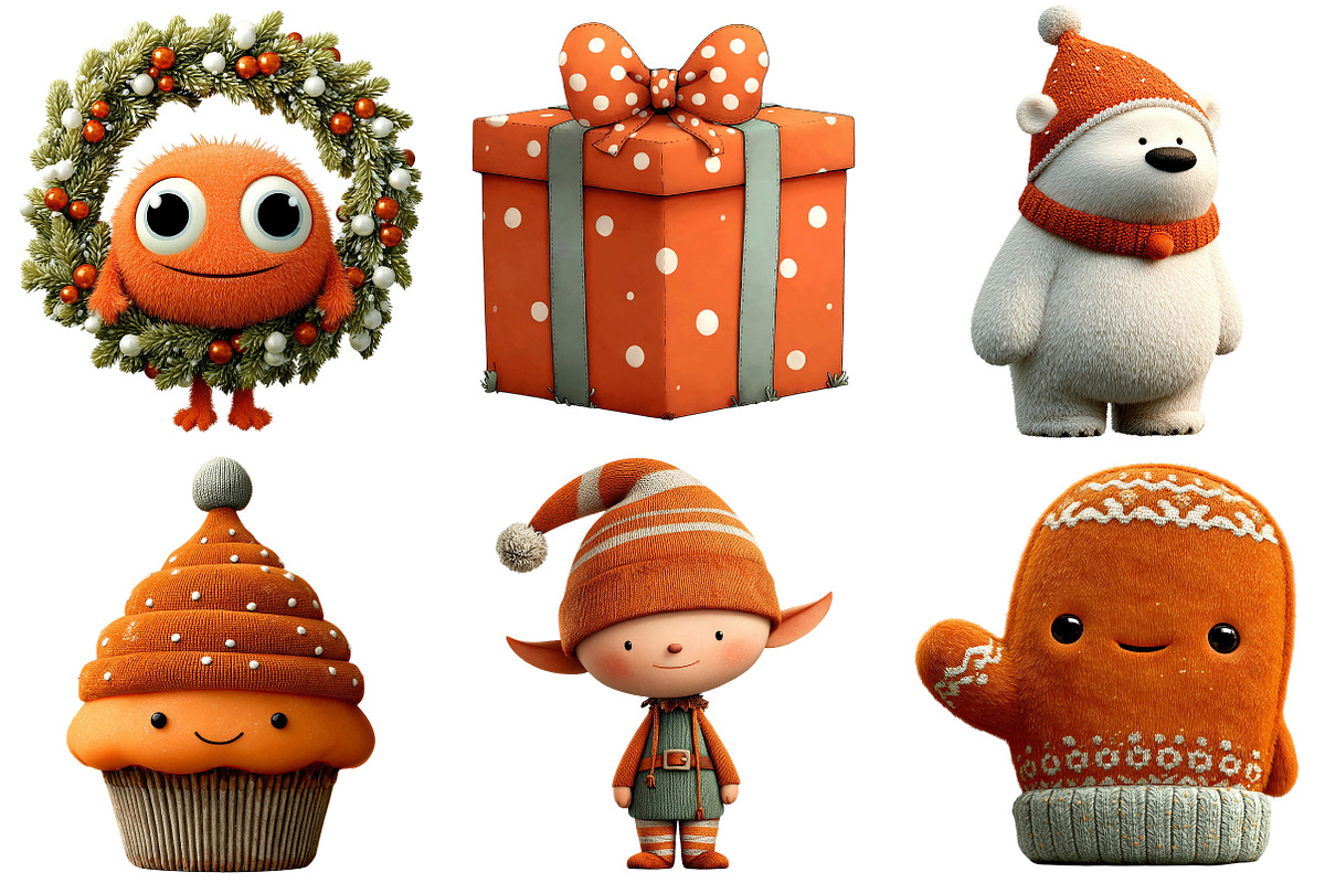 Cute Cartoon-Christmas Clipart, an Illustration by Craft Nest (Photo 7 of 10)