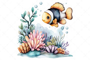 Under the Sea Watercolor Clipart PNG, an Illustration by Craft Nest (Thumbnail 12 of 12)