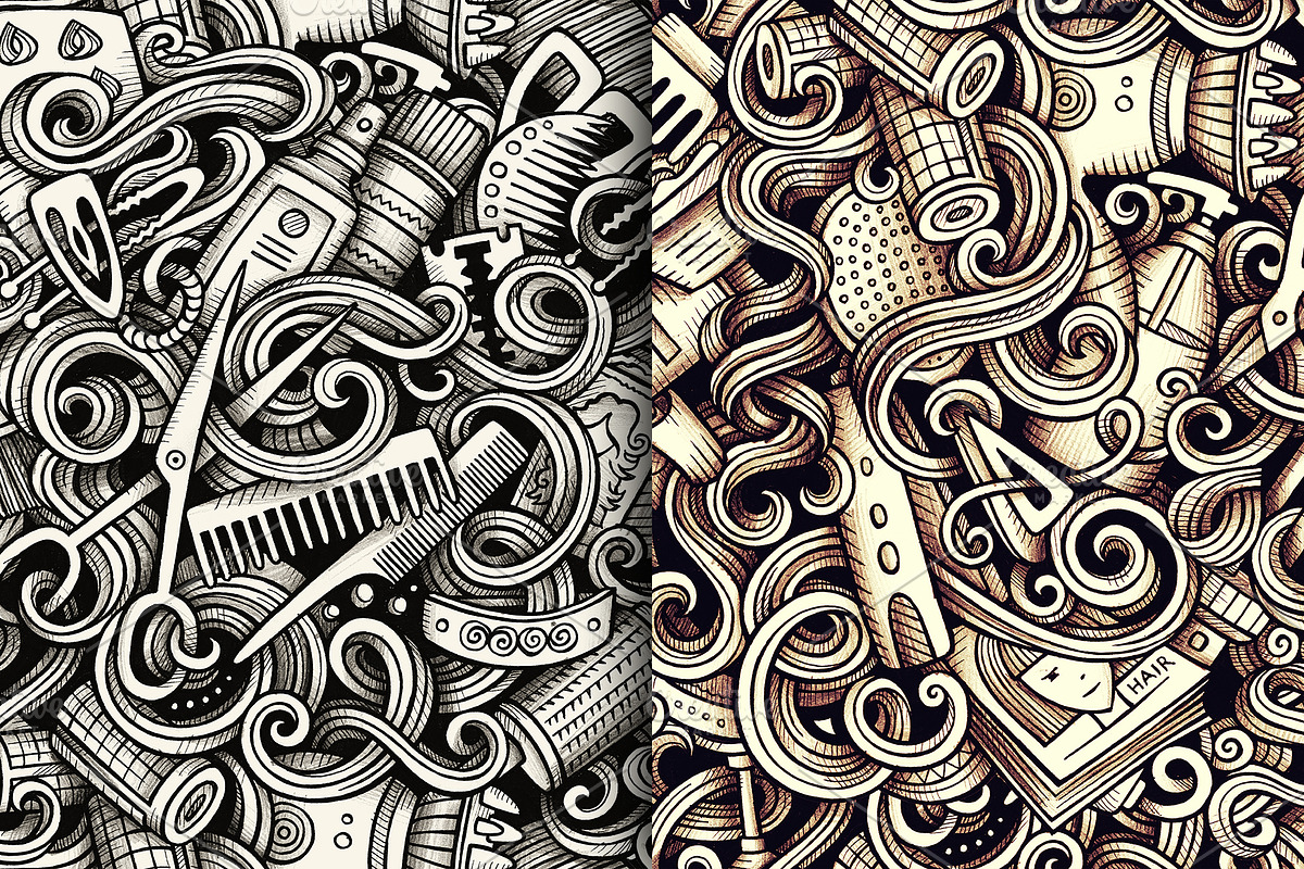 Hairstyle Graphic Doodle Patterns, a Pattern Graphic by BALABOLKA (Photo 3 of 6)