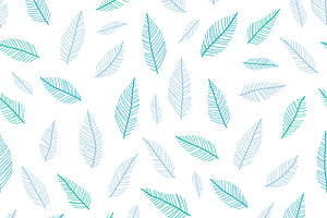 Vector Blue Feathers Repeat Pattern