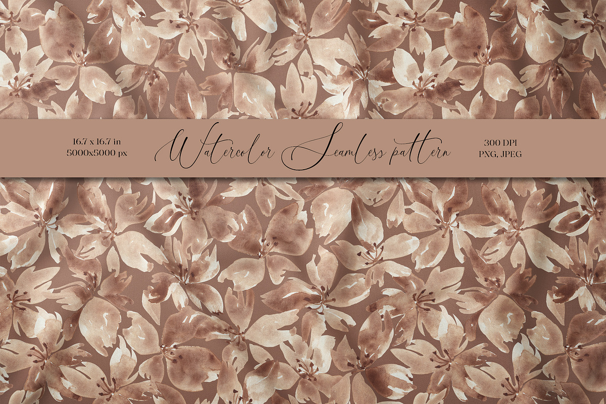 Mocha mousse flowers seamless patter, a Pattern Graphic by SirenaArt (Photo 1 of 16)