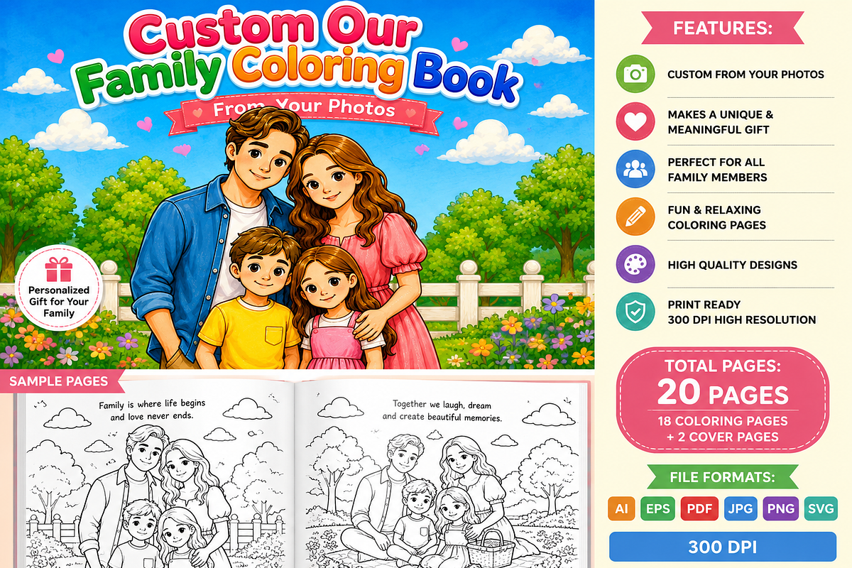 Custom Our Family Coloring Book, an Education Illustration by Design Zone (Photo 4 of 5)
