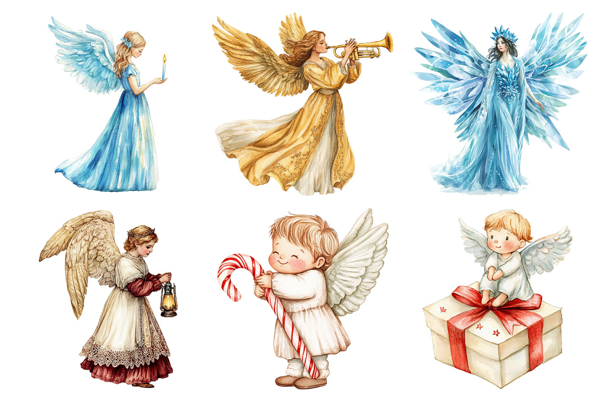Christmas Angel Clipart, an Illustration by Daily.Designs (Photo 3 of 5)