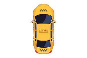 Top view yellow taxi cab vector, a Transportation Illustration by Yayasya