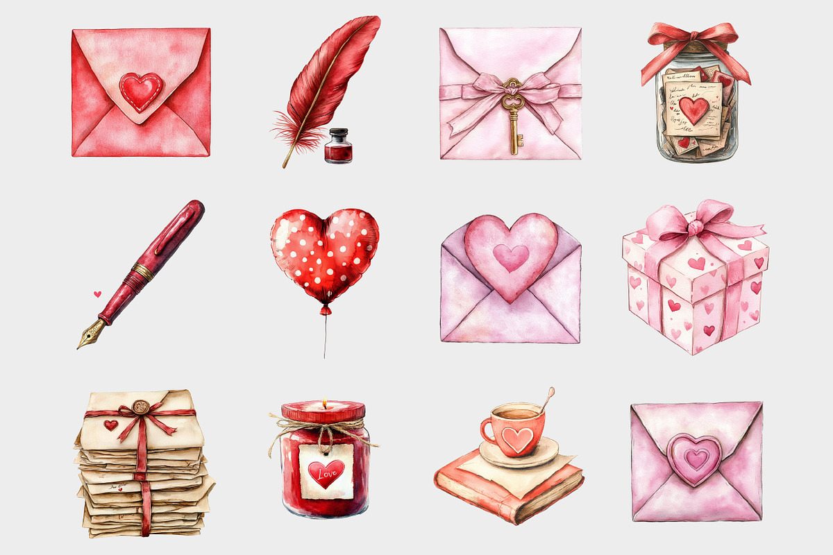 Love Letter Clipart Valentine's Day, a Seasonal Illustration by Design Market (Photo 3 of 5)