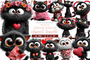 Whimsical Valentine Black Cat Clipar, an Illustration by DreamArtGraphic (Thumbnail 1 of 4)