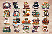 Funny cat Halloween Stickers, an Animal Illustration by ElenazlataArt (Thumbnail 5 of 6)